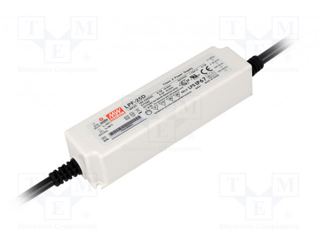 VIRTALÄHDE: IMPULSSI - LED - 25,2W - 24VDC - 1,05A - 90÷305VAC - IP67 - LED teholähteet - LPF-25D-24 - 1