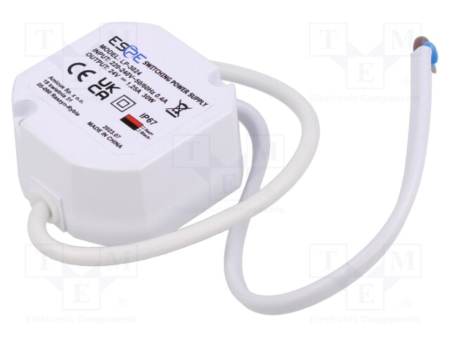 VIRTALÄHDE: IMPULSSI - LED - 30W - 24VDC - 1,25A - 220÷240VAC - IP67 - 90% - LED teholähteet - LP-3024 - 1