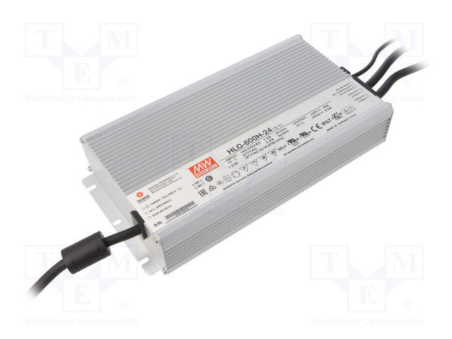 VIRTALÄHDE: IMPULSSI - LED - 600W - 24VDC - 25A - 90÷305VAC - 127÷431VDC - LED teholähteet - HLG-600H-24 - 1