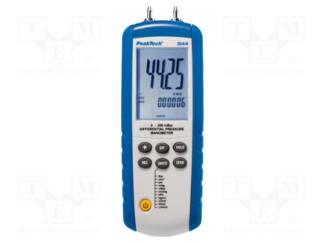 MANOMETRI - 0÷200MBAR - LCD - ±0,3% - LIITÄNTÄ: USB - VALAISTUS: KYLLÄ - Manometrit ja painemittarit - PKT-P5144 - 1