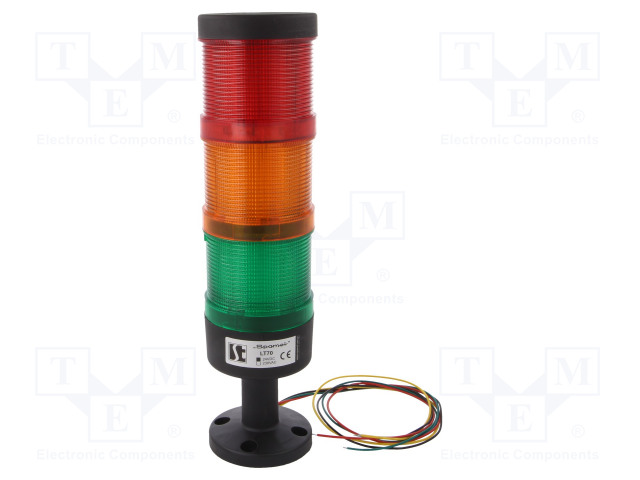 PINOTTAVA MERKKIVALO - PUNAINEN/ORANSSI/VIHREÄ - LED - 24VDC - IP65 - Teollisuuden merkinantolaitteet - LT70-3-24 - 1