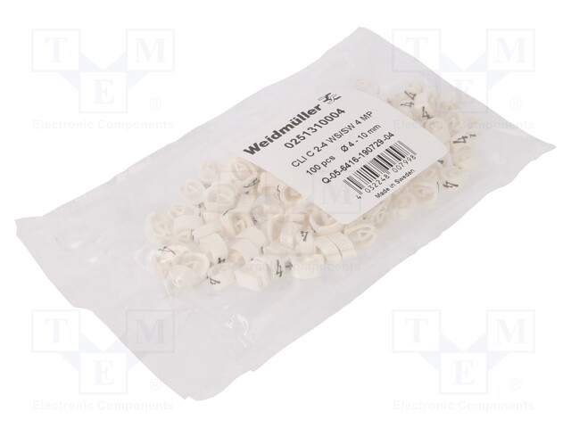 MERKIT - MERKINTÄ: 4 - 4÷10MM - PVC - VALKOINEN - -30÷80°C - CLI C - W: 7MM - Kaapeleiden merkintä - WM-0251310004 - 1