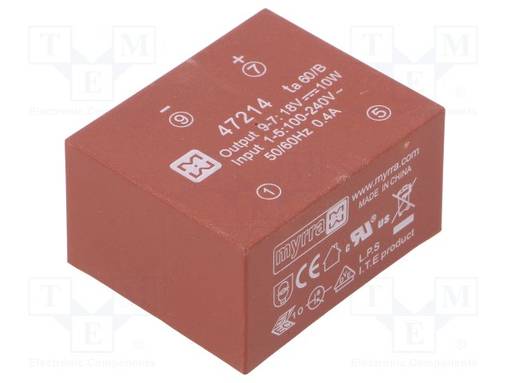 AC/DC MUUNNIN - 10W - TULOJÄNNITE 85÷265VAC,120÷370VDC - LÄHTÖJÄNNITE 18VDC - 82% - AC/DC muuntimet - MYRRA-47214 - 1