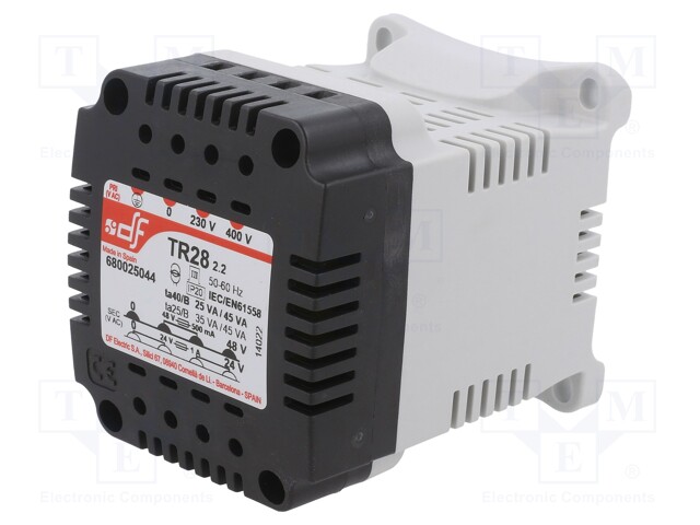 MUUNTAJA: VERKKOMUUNTAJA - 25VA - 230VAC,400VAC - 24V - 48V - IP20 - Muuntajat kiinnityksen kanssa - DF-680025044 - 1
