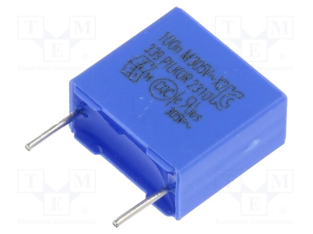 POLYPROPYLEENIKONDENSAATTORI - X2 - 100NF - 305V - THT - ±20% - 10MM - Muovikondensaattorit - PCX2339D30104 - 1