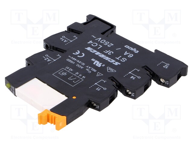 RELE: LIITÄNTÄ - SPDT - UKELAN: 24VDC - 6A - 6A/250VAC - 6A/28VDC - SNR - Elektromagneettiset relesarjat - ST3P3LC4 - 1