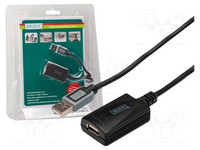 USB-TOISTIN - USB 2.0 - USB A RASIA,USB A PISTOKE - 5M - MUSTA - USB kaapelit ja adapterit - DA-70130-4 - 1