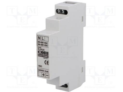 VIRTALÄHDE: IMPULSSI - DIN-KISKOLLE - 10W - 24VDC - 0,42A - 85÷265VAC - DIN-kisko virtalähteet - CS-10-24 - 1