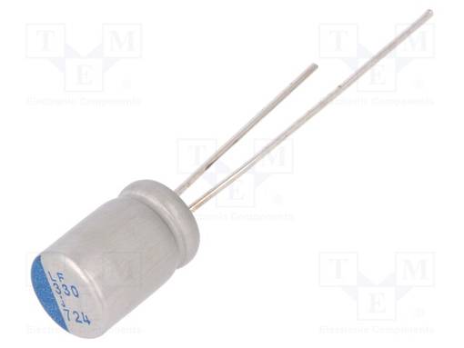 KONDENSAATTORI: POLYMEERI-LOW ESR - 330UF - 6,3VDC - ESR:OHM - PLF - THT-polymeerikondensaattorit - PLF0J331MDL4 - 1