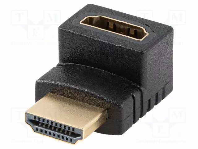 HDMI ADAPTERI -PISTORASIA,HDMI-PISTOKE 270° YLÄ-/ALA-PVC - HDMI, DVI, DisplayPort johdot - AD-HDMI-04 - 1