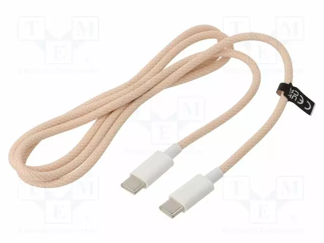 KAAPELI - USB 2.0 - USB C PISTOKE,MOLEMMIN PUOLIN - 1M - PINKKI - 60W - USB kaapelit ja adapterit - CU0344 - 1