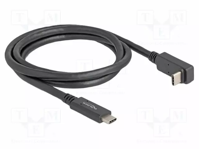 KAAPELI - USB C PISTOKE,USB C-PISTOKE 90° YLÄ-/ALA-1M - MUSTA - USB kaapelit ja adapterit - DELOCK-80034 - 1