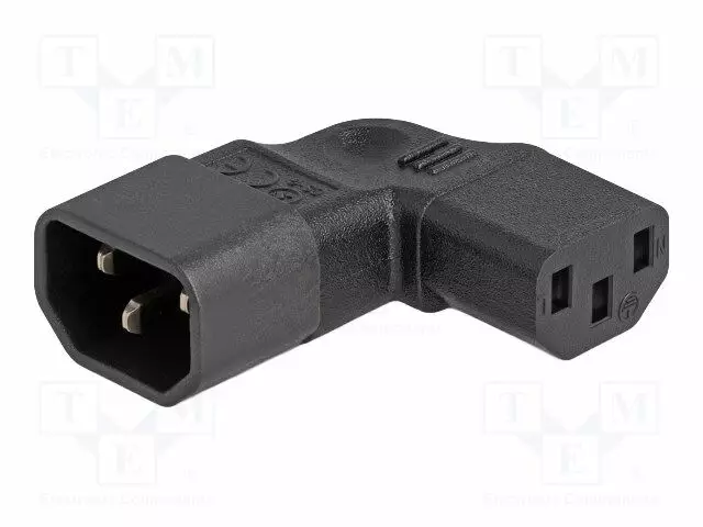 IEC C13 NAARAS-IEC C14 UROS-KULMA- 10A - 250V - Tietokone- ja laitejohdot - DELOCK-80474 - 1