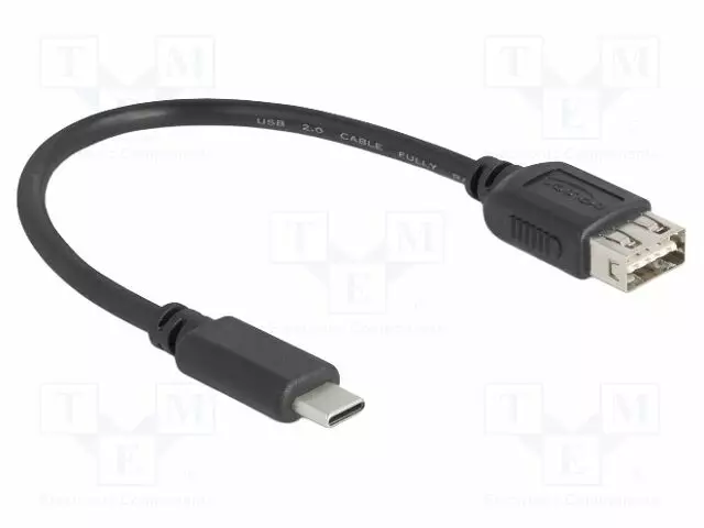 CABLE - USB 2.0 - USB A DOUBLE SIDED SOCKET,USB C PLUG - 0.2M - USB kaapelit ja adapterit - DELOCK-81534 - 1