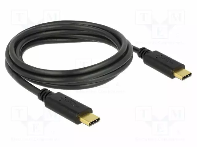 KAAPELI - USB 2.0 - USB C PISTOKE,MOLEMMIN PUOLIN - 2M - MUSTA - 5A - USB kaapelit ja adapterit - DELOCK-83324 - 1