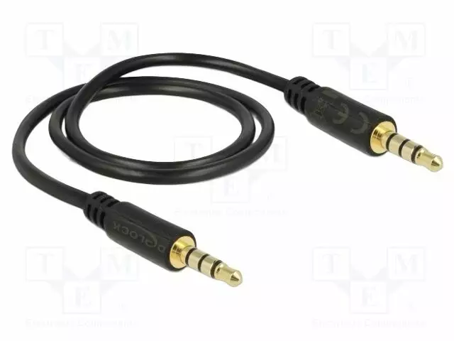 KAAPELI - JACK 3,5MM 4PIN PISTOKE,MOLEMMIN PUOLIN - 0,5M - MUSTA - Muut audio-videokaapelit - DELOCK-83434 - 1