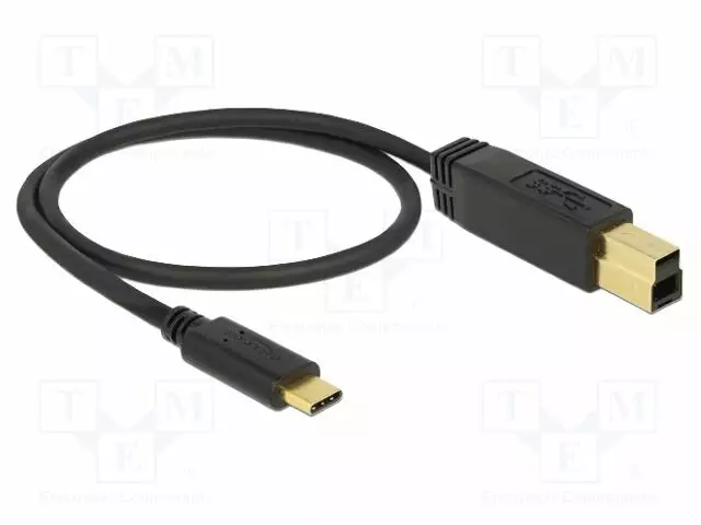 KAAPELI - USB B PISTOKE,USB C PISTOKE - 0,5M - MUSTA - 24AWG,30AWG - USB kaapelit ja adapterit - DELOCK-83674 - 1