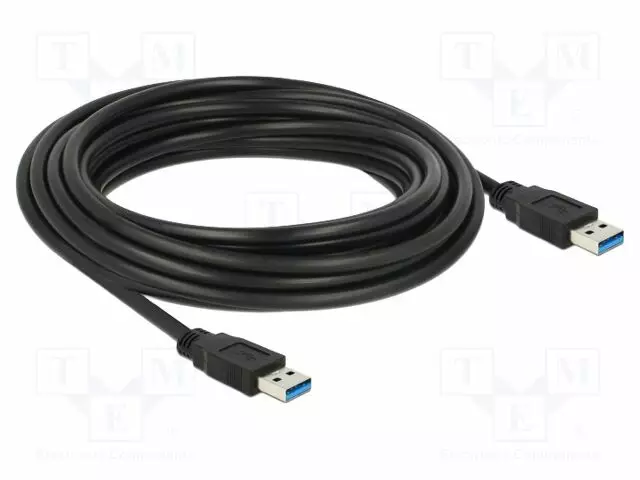 KAAPELI - USB A PISTOKE,MOLEMMIN PUOLIN - KULLATTU - 5M - MUSTA - CU - USB kaapelit ja adapterit - DELOCK-85064 - 1