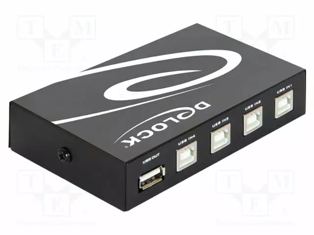 SWITCH - USB 2.0 - MUSTA - METALLI - TULO: USB B PISTORASIA X4 - USB kaapelit ja adapterit - DELOCK-87634 - 1