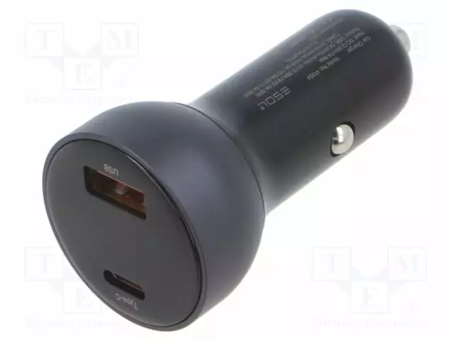 USB VIRTALÄHDE - USB A RASIA,USB C RASIA - 60W - HARMAA - Autopistokelaturit ja virtalähteet - ESOL-41054 - 1