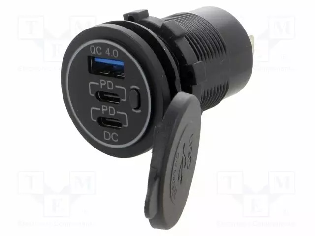 USB VIRTALÄHDE - USB A RASIA,USB C RASIA X2 - MUSTA - Autopistokelaturit ja virtalähteet - ESOL-45044 - 1