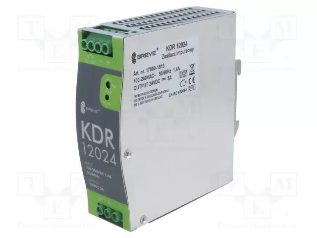 VIRTALÄHDE: IMPULSSI - 120W - DIN-KISKOLLE - OUT: 1 - KDR - DIN-kisko virtalähteet - KDR-12024 - 1