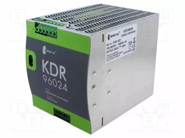 VIRTALÄHDE: IMPULSSI - 960W - DIN-KISKOLLE - OUT: 1 - KDR - DIN-kisko virtalähteet - KDR-96024 - 1