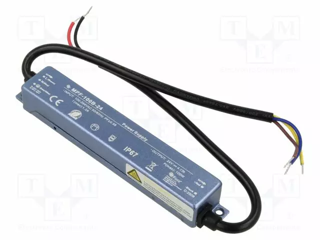 VIRTALÄHDE: IMPULSSI - LED,ULKOKÄYTTÖÖN - 100W - IP67 - 150X26X20MM - LED teholähteet - MPF-100B-24 - 1