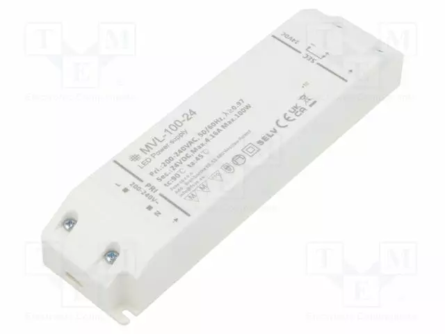 VIRTALÄHDE: IMPULSSI - LED - 100W - 24VDC - 4,17A - 200÷240VAC - IP20 - LED teholähteet - MVL-100-24 - 1