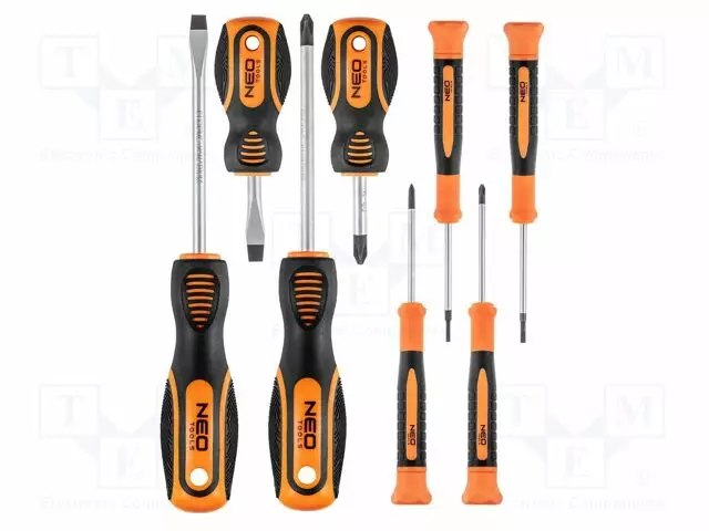 SCREWDRIVER: UNIVERSAL-SET - PHILLIPS,SLOT - 8PCS. - Ruuvimeisselit ja sarjat - NEO-04-194 - 1