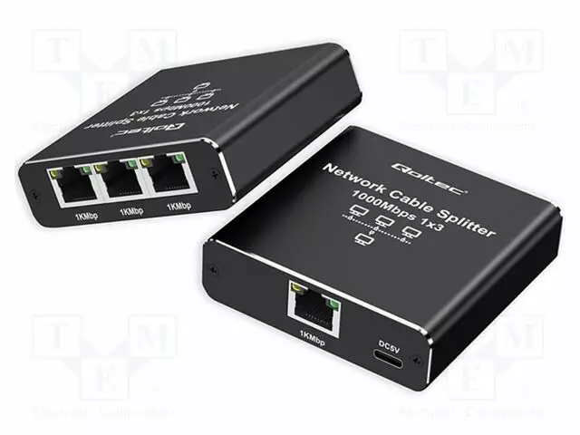SWITCH ETHERNET - RJ45-PISTORASIA X4,USB C RASIA - MUSTA - Tietokonetarvikkeet - muut - QOLTEC-52294 - 1