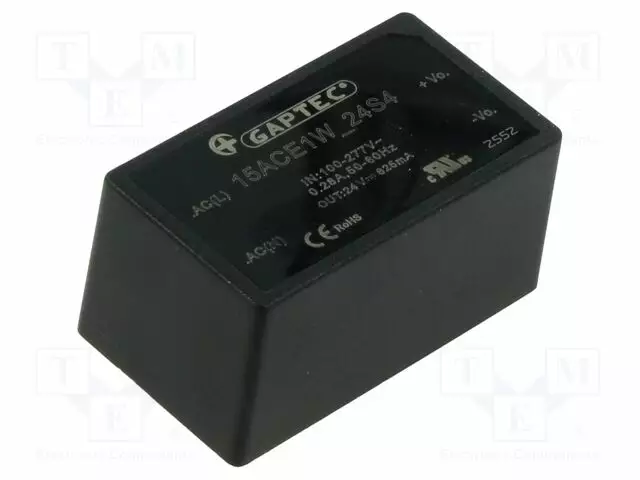 AC/DC MUUNNIN - 15W - TULOJÄNNITE 85÷305VAC,120÷430VDC - LÄHTÖJÄNNITE 24VDC - OUT: 1 - AC/DC muuntimet - 15ACE1W-24S4 - 1