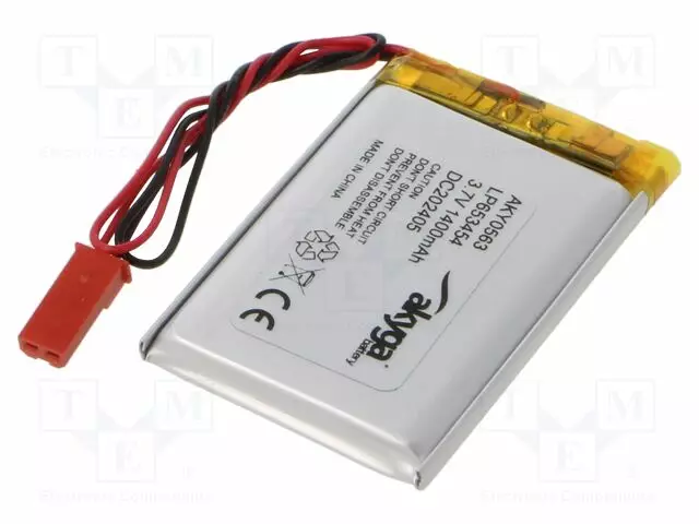 AKKU: LI-PO - 3,7V - 1400MAH - JOHDOT,JST SYP-02T-1 LIITOS - Akut - AKY-LP653454 - 1