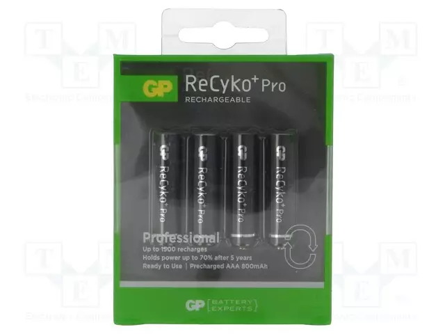 AKKU: NI-MH - AAA,R3 - 1,2V - 800MAH - RECYKO PRO - Ø10,5X44,5MM - 80MA - Akut - ACCU-R3800RE-GPB4 - 1