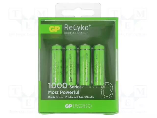 AKKU: NI-MH - AAA,R3 - 1,2V - 950MAH - RECYKO+ - Ø10,5X44,5MM - 100MA - Akut - ACCU-R31000REGPB4 - 1