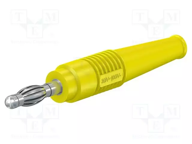 BANAANILIITIN 4MM - PISTOKE - 32A - 30VAC - 60VDC - KELTAINEN - 2,5MM2 - Banaaniliittimet 4mm - L-41-24 - 1