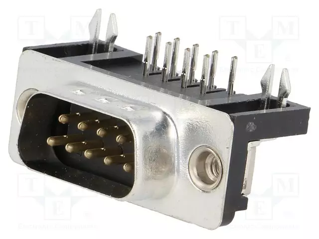D-SUB LIITIN - PIN: 9 - PISTORASIA - UROS - 90° KULMA - THT - 5AOHM - D liittimet - DE09-PL-24 - 1