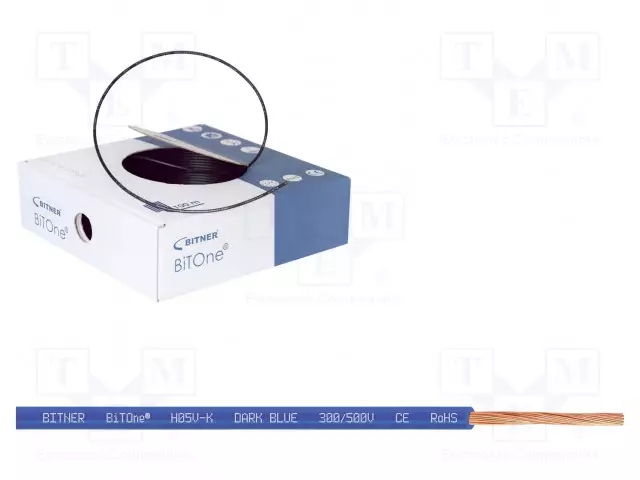 JOHTO - BITONE,H05V-K - CU - 0,75MM2 - PVC - TUMMASININEN - Yksisäikeiset asennuskaapelit - BITNER-IG2051.44 - 1