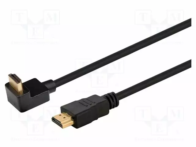 KAAPELI - HDMI-PISTOKE,HDMI-PISTOKE 90° YLÄ-/ALA-HDMI 1.4 - HDMI, DVI, DisplayPort johdot - SAVKABELCL-04 - 1