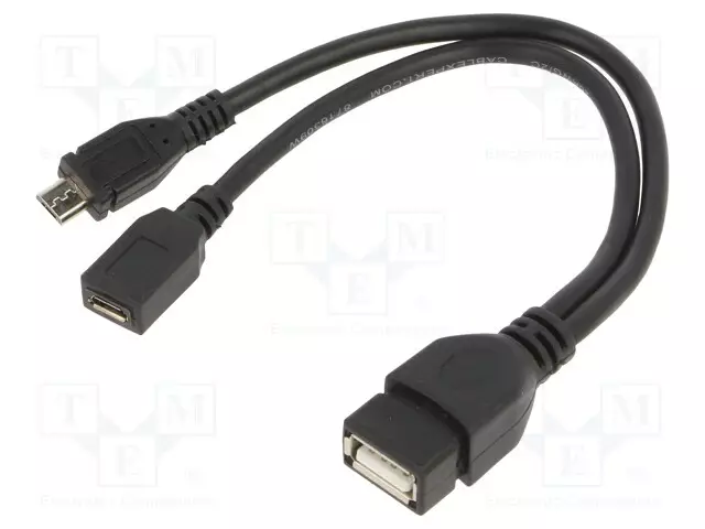 KAAPELI - USB 2.0 - 0,15M - MUSTA - PVC - CABLEXPERT - USB kaapelit ja adapterit - A-OTG-AFBM-04 - 1