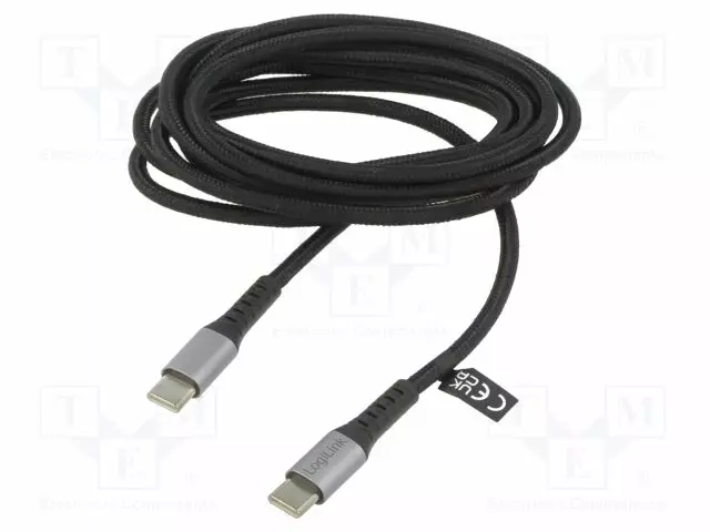 KAAPELI - USB 2.0 - USB C PISTOKE,MOLEMMIN PUOLIN - 2M - MUSTA - 100W - USB kaapelit ja adapterit - CU0424 - 1