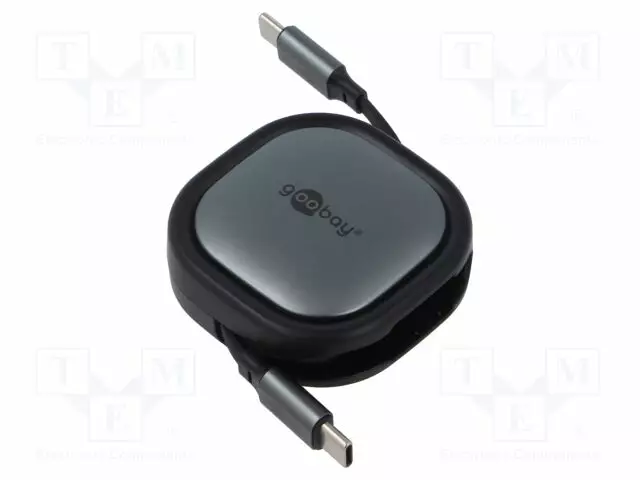 KAAPELI - USB 2.0,RULLATTU - USB C PISTOKE,MOLEMMIN PUOLIN - 1M - USB kaapelit ja adapterit - GOOBAY-77424 - 1