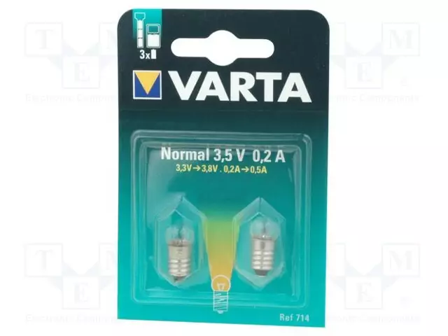 LAMPPU: MINIATYYRI - E10 - 3,5V - 200MA - 2KPL - KUPLAPAKKAUS - Merkkivalot ja pienoislamput - LAMP-714 - 1