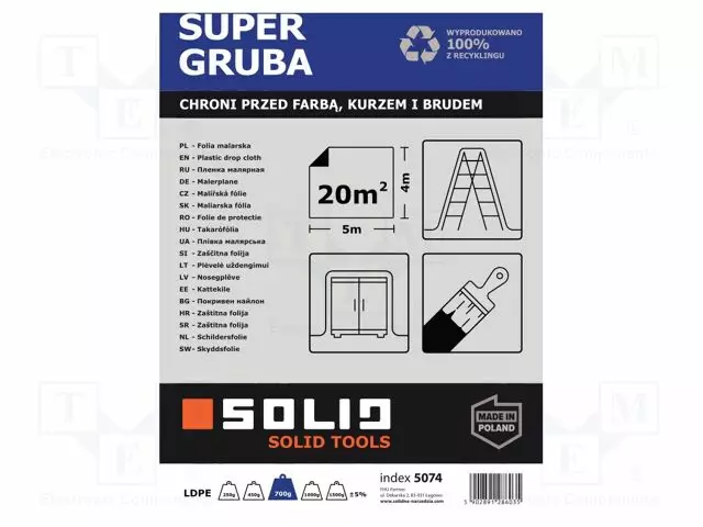 LDPE FILM - L: 5M - WIDTH: 4M - TRANSLUCENT - SUPER - Pakkaaminen ja suojaus - SOLID-5074 - 1