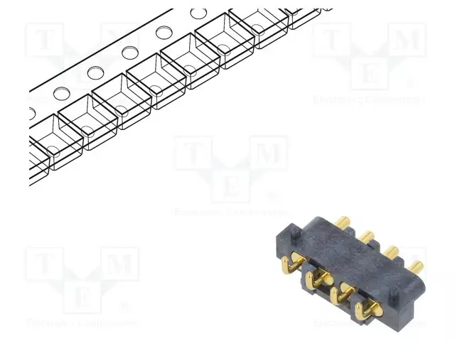 LIITIN: POGO PIN - PIN: 4 - SMT - Erikoisliittimet - 303B-411806-254-04 - 1