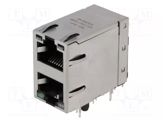 LIITIN: RJ45 - PISTORASIA - PIN: 8 - SUOJATTU,KAKSOIS-THT - KULMA - RJ liittimet - 0845-2R1T-E4 - 1