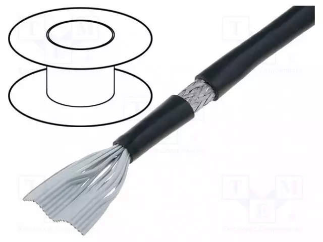 PYÖREÄ NAUHAKAAPELI - 1,27MM - CU - PVC - MUSTA - 30,5M - 24X28AWG - Yksiväriset nauhakaapelit - 3659-100-24 - 1