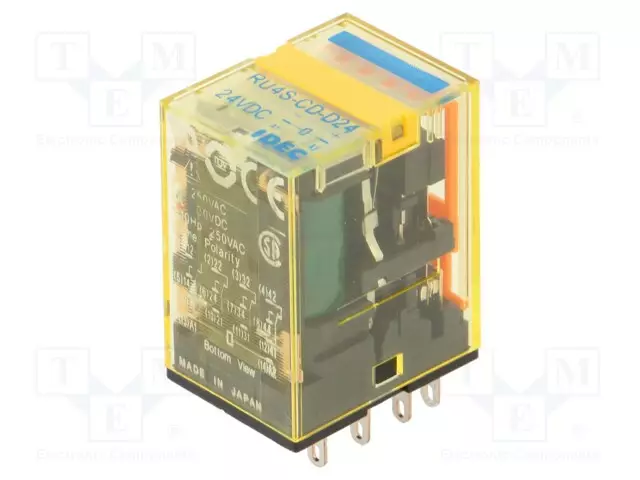 RELE - 4PDT - UKELAN: 24VDC - IKOSKETINTEN MAX: 6A - Teollisuusreleet - RU4S-CD-D24 - 1