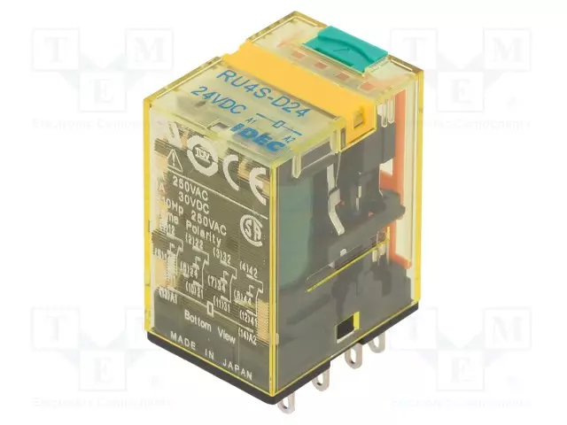 RELE - 4PDT - UKELAN: 24VDC - IKOSKETINTEN MAX: 6A - Teollisuusreleet - RU4S-D24 - 1