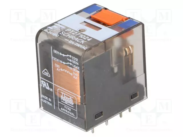 RELE - DPDT - UKELAN: 24VDC - 12A/250VAC - PCB - PT - Teollisuusreleet - PT271024 - 1